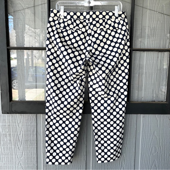 J. Crew “stretch” ankle pants, City Fit style, navy blue with white polka dots - Picture 6 of 11